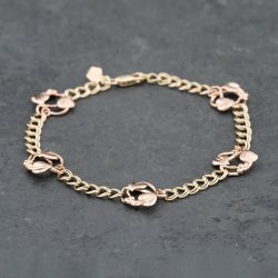 Second Hand Clogau 9ct Two Colour Gold Vine Leaf Design 7.5 Inch Chain Bracelet 41281630