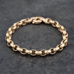 Second Hand 9ct Yellow Gold Chunky Link 8.5 Inch Belcher Chain Bracelet 41281633