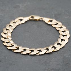 Second Hand 9ct Yellow Gold Heavy 9 Inch Curb Chain Bracelet 41281634