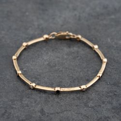 Second Hand 9ct Yellow Gold Diamond & Sapphire Articulating 6.5 Inch Bar Bracelet 41281637