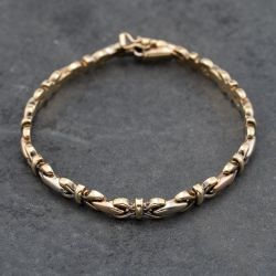 Second Hand 9ct Three Colour Gold Flat Bow Design 7.5 Inch Bracelet 41281648