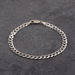 Second Hand 9ct White Gold 7.5 Inch Curb Chain Bracelet 41281668