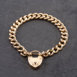 Second Hand Antique Rose Gold With Padlock 7.5 Inch Curb Chain Bracelet 41281678