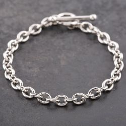 Second Hand 9ct White Gold T-Bar 7.5 Inch Belcher Chain Bracelet 41281691