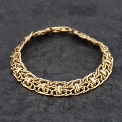 Second Hand 9ct Yellow Gold Fancy 7 Inch Curb Chain Bracelet 41281713