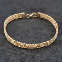 Second Hand 9ct Yellow Gold 7.5 Inch Flat Link Chain Bracelet 41281714