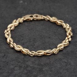 Second Hand 9ct Yellow Gold Kiss 7.5 Inch Link Chain Bracelet 41281715