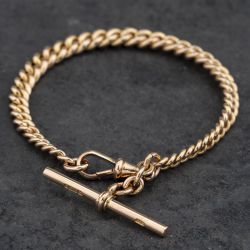 Second Hand 9ct Rose Gold Heavy 7.5 Inch Curb T-Bar Bracelet 41281728