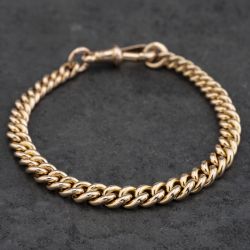 Second Hand 9ct Rose Gold Heavy 7.5 Inch Curb Chain Bracelet 41281729