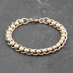 Second Hand 9ct Yellow Gold Roller Ball 8 Inch Curb Chain Bracelet 41281737
