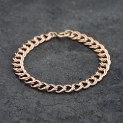 Second Hand 9ct Yellow Gold Double 7.5 Inch Curb Chain Bracelet 41281738