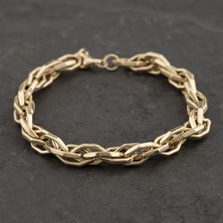 Second Hand 9ct Yellow Gold Twisted 7 Inch Fancy Chain Bracelet 41281754