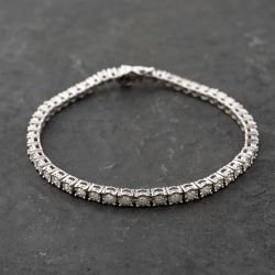Second Hand 9ct White Gold 1.40ct Brilliant Cut Diamond Graduated 7.5 Inch Tennis Bracelet 41281756
