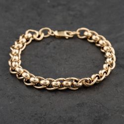 Second Hand 9ct Yellow Gold Roller Ball 8 Inch Curb Chain Bracelet 41281760