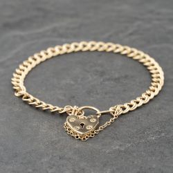 Second Hand 9ct Yellow Gold Double 7 Inch Curb Chain Bracelet 41281768