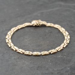 Second Hand 9ct Three Colour Gold 7.5 Inch Fancy Chain Bracelet 41281775