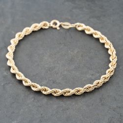 Second Hand 9ct Yellow Gold 8 Inch Rope Chain Bracelet 41281777