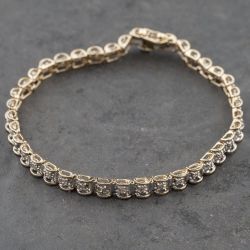 Second Hand 9ct Two Colour Gold 1.00ct Diamond Set Flexible Link 7 Inch Bracelet 41281802