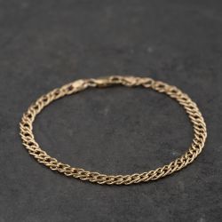 Second Hand 9ct Yellow Gold 8 Inch Double Curb Chain Bracelet 41281841