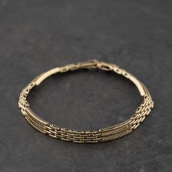 Second Hand 9ct Yellow Gold Three Bar 7.5 Inch Bar Gate Bracelet 41281843