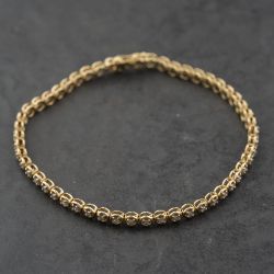 Second Hand 9ct Yellow Gold 1.00ct Diamond Set 7.5 Inch Tennis Bracelet 41281857