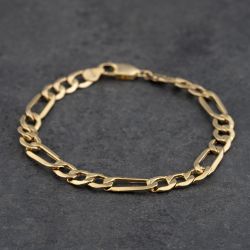 Second Hand 9ct Yellow Gold 7.5 Inch Figaro Chain Bracelet 41281861