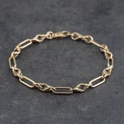 Second Hand 9ct Yellow Gold Fancy Link 7.5 Inch Albert Chain Bracelet 41281863