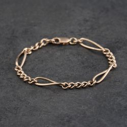 Second Hand Vintage 9ct Rose Gold 7 Inch Figaro Chain Bracelet 41281870
