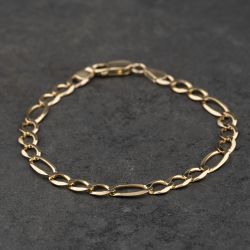 Second Hand 9ct Yellow Gold 7.5 Inch Figaro Chain Bracelet 41281876