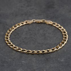 Second Hand 9ct Yellow Gold Square 8 Inch Curb Chain Bracelet 41281879