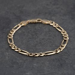 Second Hand 9ct Yellow Gold 7.5 Inch Figaro Chain Bracelet 41281880