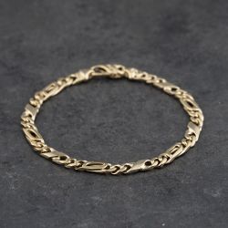Second Hand 9ct Yellow Gold Infinity Link Fancy 7.5 Inch Figaro Chain Bracelet 41281881