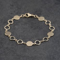 Second Hand 9ct Yellow Gold Fancy Open Circle 7 Inch Chain Bracelet 41281886