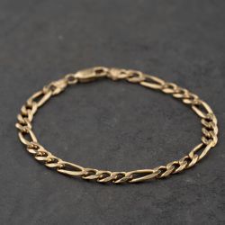 Second Hand 9ct Yellow Gold 7 Inch Figaro Chain Bracelet 41281894