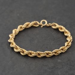 Second Hand 9ct Yellow Gold 7 Inch Rope Chain Bracelet 41281895