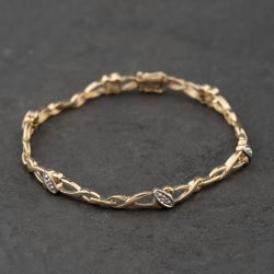 Second Hand 9ct Yellow Gold Diamond 7.5 Inch Bracelet 41281900