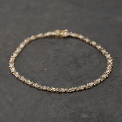 Second Hand 9ct Yellow Gold 0.05ct Diamond Kiss Design 7.5 Inch Bracelet 41281901