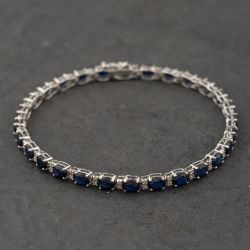 Second Hand White Gold Sapphire & 0.25ct Diamond 7.5 Inch Bracelet 41281902