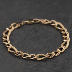 Second Hand 9ct Yellow Gold 7.5 Inch Double Curb Chain Bracelet 41281910