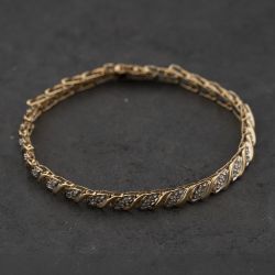 Second Hand 9ct Yellow Gold Diamond 7.5 Inch Bracelet 41281916