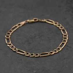 Second Hand 9ct Yellow Gold 8 Inch Figaro Chain Bracelet 41281930