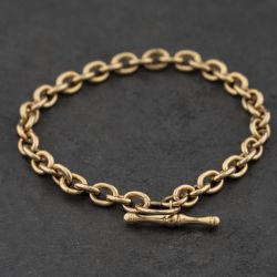 Second Hand 9ct Yellow Gold T-Bar 7.5 Inch Belcher Chain Bracelet 41281932