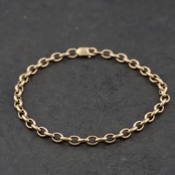 Second Hand 9ct Yellow Gold Oval 7.5 Inch Belcher Chain Bracelet 41281936