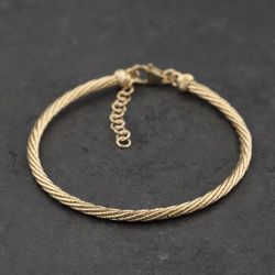 Second Hand 9ct Yellow Gold Twist 7 Inch Adjustable Bracelet 41281938