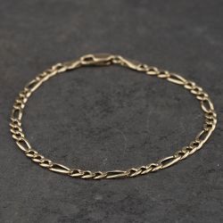 Second Hand 9ct Yellow Gold 7.5 Inch Figaro Chain Bracelet 41281945