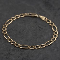 Second Hand 9ct Yellow Gold 8 Inch Figaro Chain Bracelet 41281951