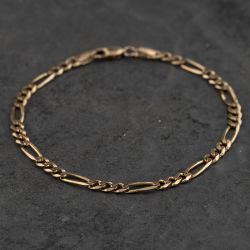 Second Hand 9ct Yellow Gold 7.5 Inch Figaro Chain Bracelet 41281953