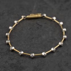 Second Hand 18ct Yellow Gold Diamond Rubover Set 7 Inch Bracelet 41281955