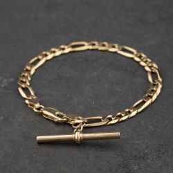 Second Hand 9ct Yellow Gold 7.25 Inch Figaro T-Bar Bracelet 41281963