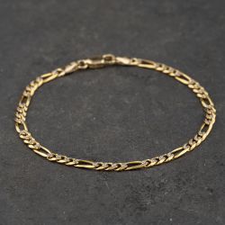 Second Hand 9ct Two Colour Gold 7.5 Inch Figaro Chain Bracelet 41281967